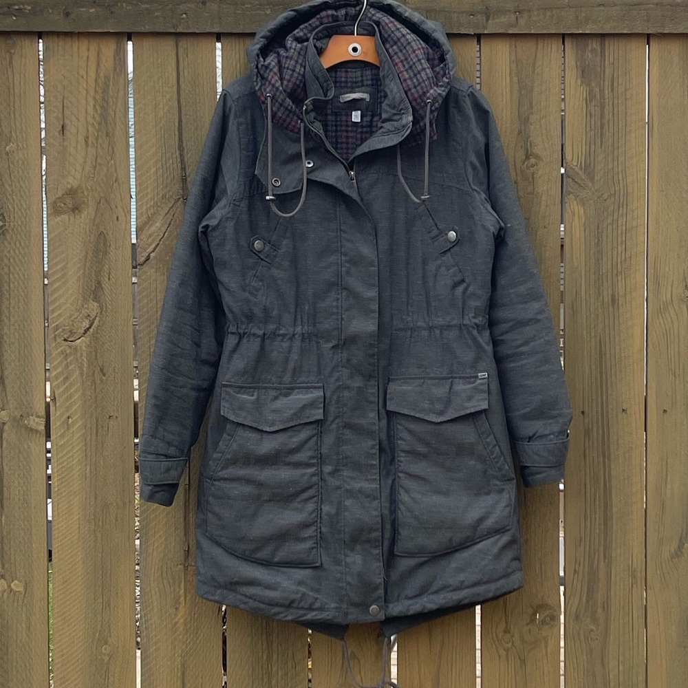 M Toad & Co Organic Cotton and Hemp Gray Hooded Parka Women’s - Picture 2 of 6